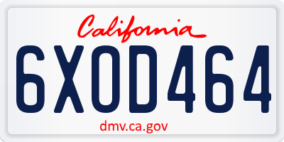 CA license plate 6XOD464