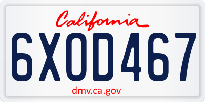 CA license plate 6XOD467