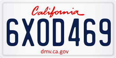 CA license plate 6XOD469