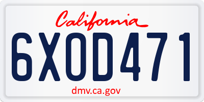 CA license plate 6XOD471