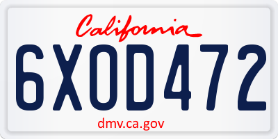CA license plate 6XOD472