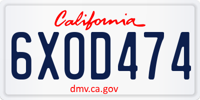 CA license plate 6XOD474