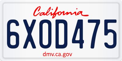CA license plate 6XOD475