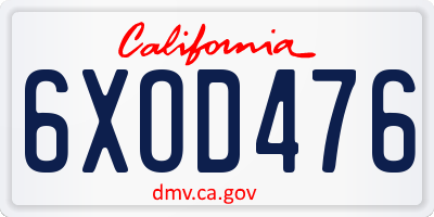 CA license plate 6XOD476