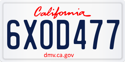CA license plate 6XOD477