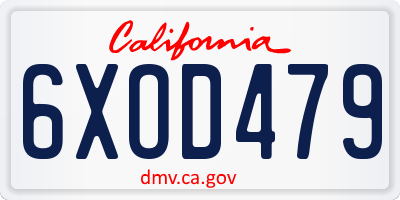 CA license plate 6XOD479