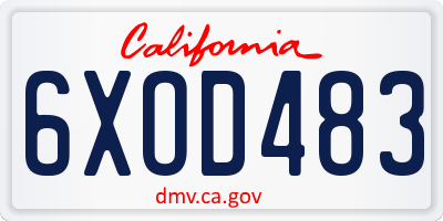 CA license plate 6XOD483