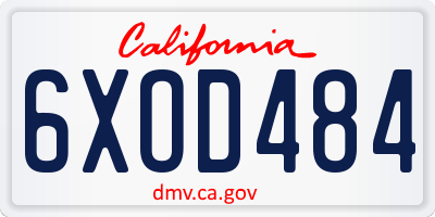 CA license plate 6XOD484