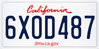 CA license plate 6XOD487