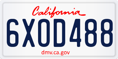 CA license plate 6XOD488