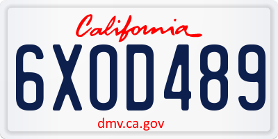 CA license plate 6XOD489