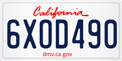 CA license plate 6XOD490