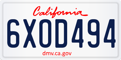CA license plate 6XOD494