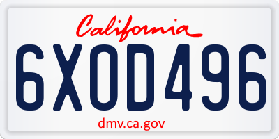CA license plate 6XOD496