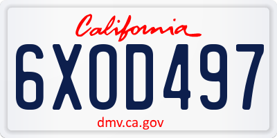CA license plate 6XOD497