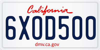 CA license plate 6XOD500