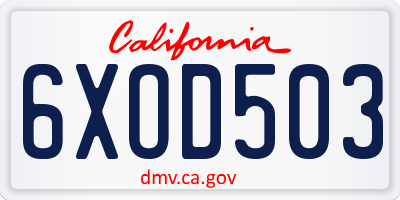 CA license plate 6XOD503