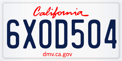 CA license plate 6XOD504