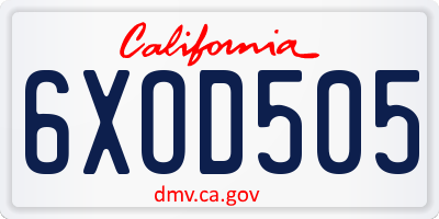 CA license plate 6XOD505
