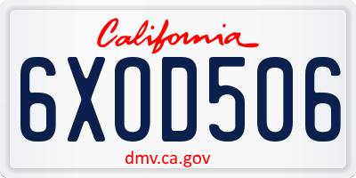 CA license plate 6XOD506