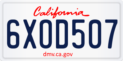 CA license plate 6XOD507