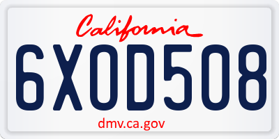 CA license plate 6XOD508