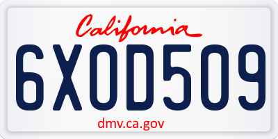 CA license plate 6XOD509