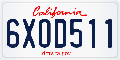CA license plate 6XOD511