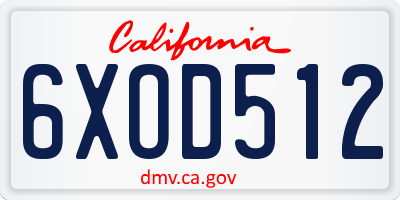 CA license plate 6XOD512