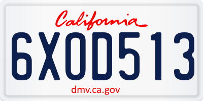 CA license plate 6XOD513