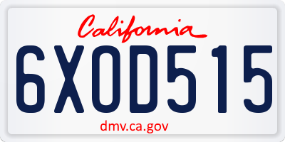 CA license plate 6XOD515