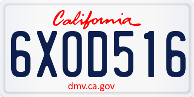 CA license plate 6XOD516