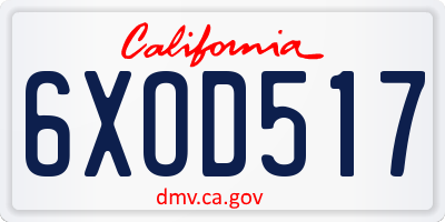CA license plate 6XOD517