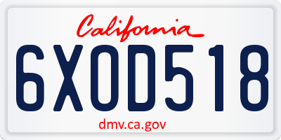 CA license plate 6XOD518