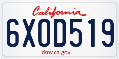 CA license plate 6XOD519