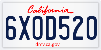CA license plate 6XOD520