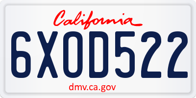CA license plate 6XOD522