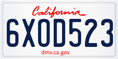 CA license plate 6XOD523