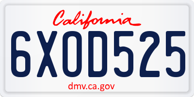 CA license plate 6XOD525