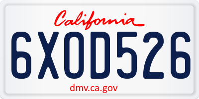 CA license plate 6XOD526