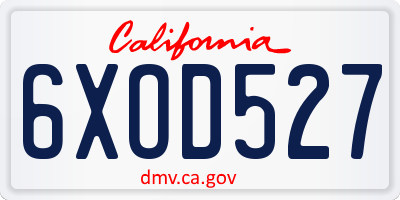 CA license plate 6XOD527