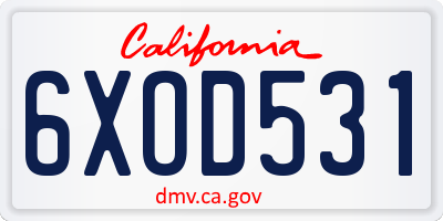 CA license plate 6XOD531