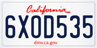 CA license plate 6XOD535