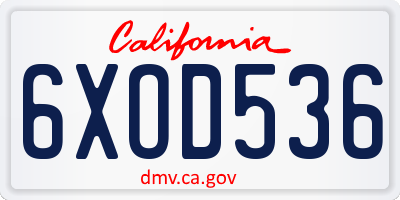 CA license plate 6XOD536