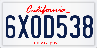 CA license plate 6XOD538