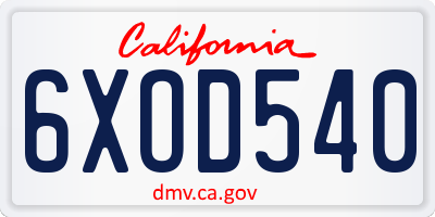 CA license plate 6XOD540