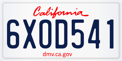CA license plate 6XOD541