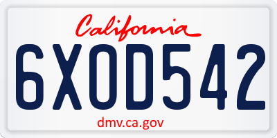 CA license plate 6XOD542
