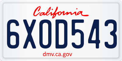 CA license plate 6XOD543