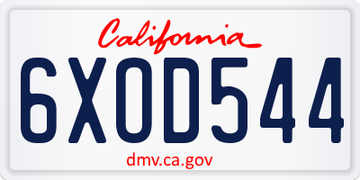 CA license plate 6XOD544